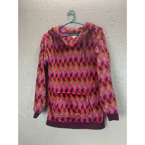 Vera Bradley Shirt Hood Pullover Pink Purple Pocket Geometric Long Sleeves Small - Picture 1 of 3